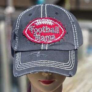 Ladies Navy Blue Football Mom BLING Hat NEW